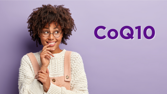 Woman looking at the word CoQ10