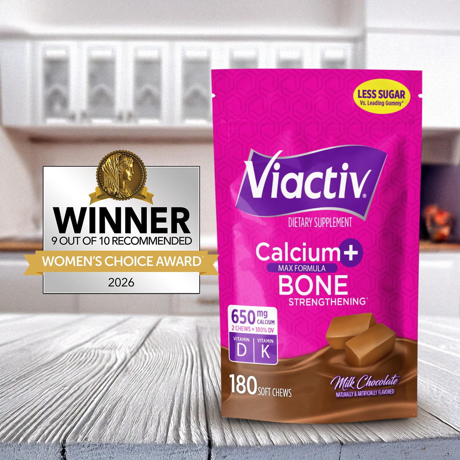 Calcium Chews + Vitamin D Supplement, Chocolate | Viactiv