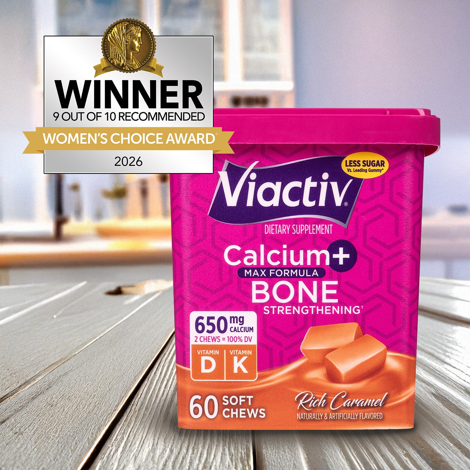 Chewable Calcium + Vitamin D Supplement, Caramel | Viactiv