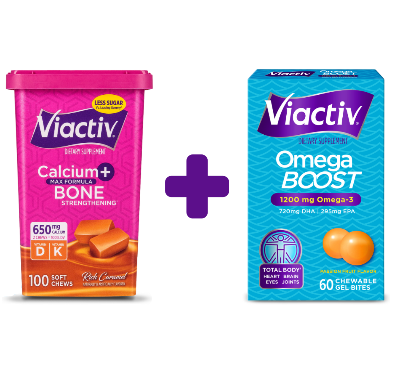 Viactiv Caramel Calcium Chews + Omega Boost Gel Bites