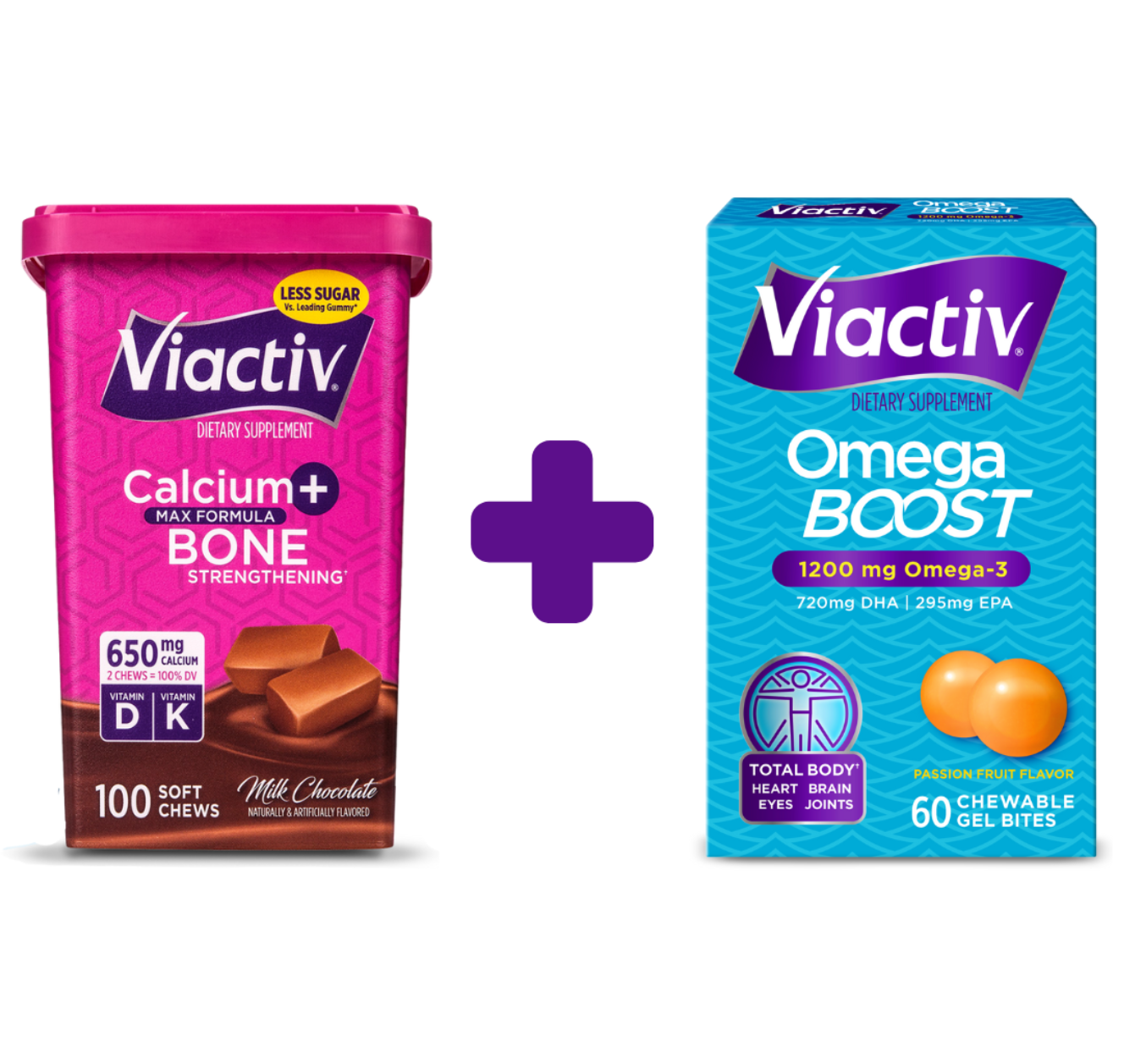 Viactiv Chocolate Calcium Chews + Omega Boost Gel Bites